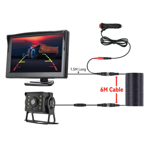 Universal Backup Car Rear View Camera For Truck With 5 Inch Monitor Night Vision - stepyours.com