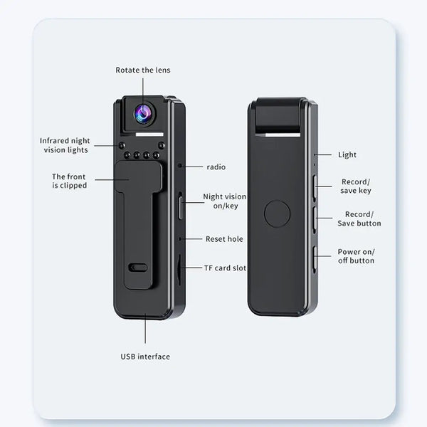 HD Mini Body Cam With Infrared Night Vision Video Recorder — product view 6
