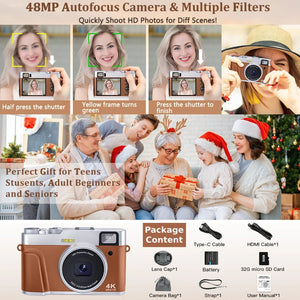 MELCAM DC202 4K Vlogging Camera With Auto Focus And Anti Shake 48MP - stepyours.com