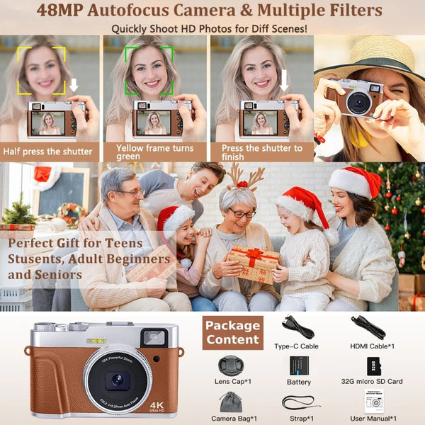 MELCAM DC202 4K Vlogging Camera With Auto Focus And Anti Shake 48MP - stepyours.com
