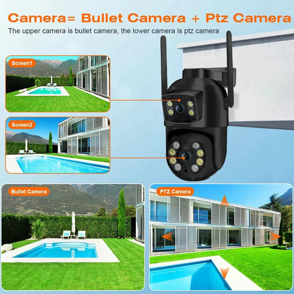 8MP 4K PTZ WiFi Camera With Dual Lens For Outdoor AI Human Detection - stepyours.com