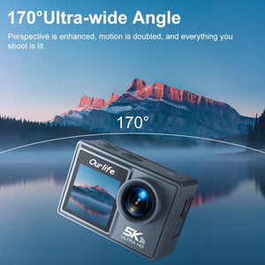 Ourlife MTR40 5K Action Camera 2 Inch IPS Touch Screen 5X Zoom 30M Waterproof - stepyours.com