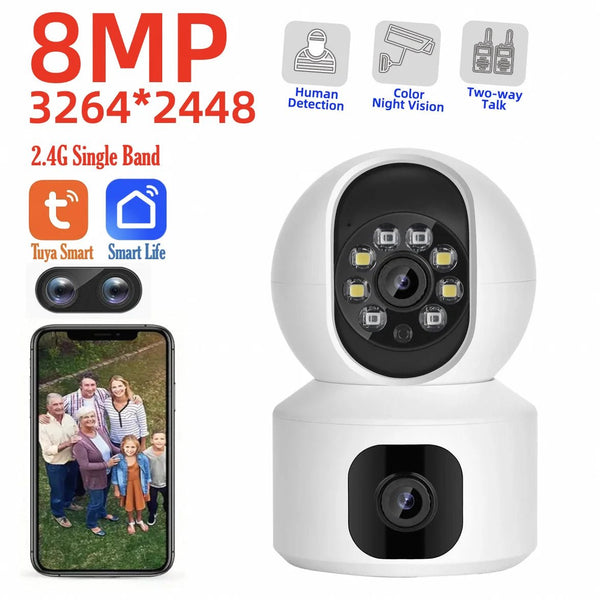 Tuya 8MP Dual Lens WiFi Baby Monitor - Auto Tracking And Color Night Vision - stepyours.com