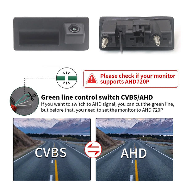AHD 1080P Car Trunk Tailgate Handle Rear View Camera For VW Passat Golf Jetta - stepyours.com