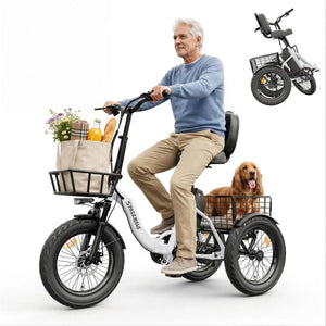 Spacewalk Electric Tricycle for Adults, Folding Trike Bike for Adults | 748.8Wh Removable Battery, Peak 1200W Motor, 18*3.0 Fat Tire, Step-Thru Electric Tricycle, Up to 60 Miles, 18MPH