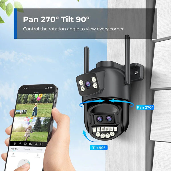 12MP 6K PTZ WiFi Outdoor Camera With 8X Zoom AI Human Detection Night Vision - stepyours.com