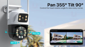 Dual Lens 360 Degree WiFi Camera IP66 Outdoor Security 8MP 4K PTZ - stepyours.com
