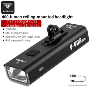 TOSUOD Bicycle Front Light 1500 Lumens 4800mAh Bike Light Splash Resistant Water USB Charging Cycling Lamp Accessories