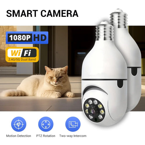 Ease Life App Light Bulb Security Camera 5GHz WiFi 360 Degree E27 Screw In - stepyours.com