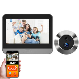 Tuya Smart 3MP 140° Wide View Angle Mini Digital Peephole Eye Viewer WiFi IR PIR Detection Doorbell Door Camera Alexa Google by stepyours.com