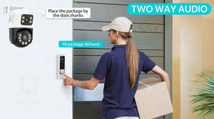 Dual Lens 360 Degree WiFi Camera IP66 Outdoor Security 8MP 4K PTZ - stepyours.com