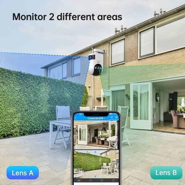 4K PTZ Outdoor IP Camera Dual Lens Auto Tracking Color Night Vision 5G WiFi - stepyours.com