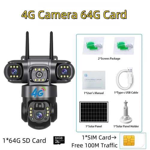 Solar Powered 4G Outdoor Security Camera With PIR Human Detection Night Vision - stepyours.com