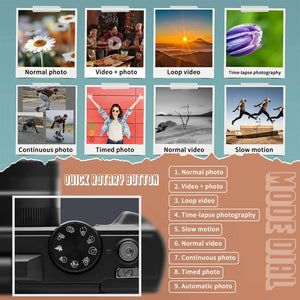 Compact 4K Digital Camera With 18X Zoom 180 Degree Flip Screen WiFi Vlog Cam - stepyours.com