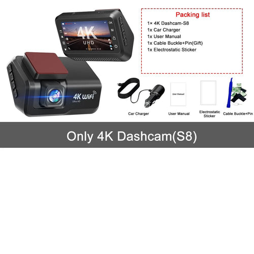 Kocam 4K UHD Dash Cam Dual Lens WiFi Night Vision Front And Rear Parking Monitor - stepyours.com