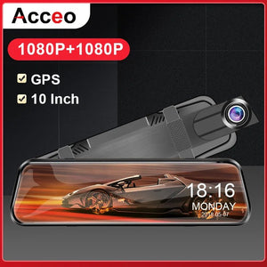10 Inch Car DVR Touch Screen Dual 1080P Front And Rear Rearview Mirror Camera - stepyours.com