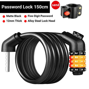 TOSUOD Bicycle Cable Lock MTB Road Bicycle Anti-Theft Four or Five Digit Password Scooter Motorcycle Accessories Bicycle Lock