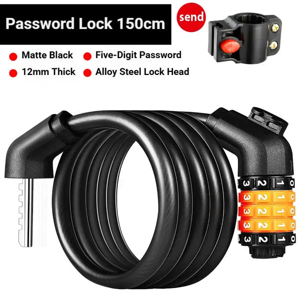 TOSUOD Bicycle Cable Lock MTB Road Bicycle Anti-Theft Four or Five Digit Password Scooter Motorcycle Accessories Bicycle Lock