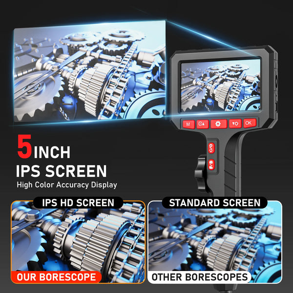 3.9mm HD Two Way Rotary Endoscope Camera 360 1080P 5.0 Inch IPS Screen Hooks - stepyours.com