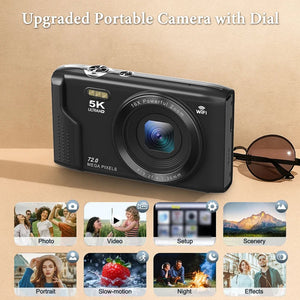 Ourlife 5K 72MP Compact Digital Camera With Two Point Eight Inch LCD 16X Zoom - stepyours.com