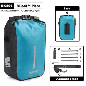Rhinowalk Bike Front Fork Bag Waterproof 4L-6L Pack Quick Release For MTB Road Bike Scooter Cycling Shoulder Bag Storage Bag
