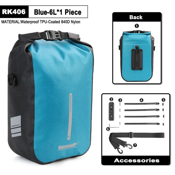 Rhinowalk Bike Front Fork Bag Waterproof 4L-6L Pack Quick Release For MTB Road Bike Scooter Cycling Shoulder Bag Storage Bag