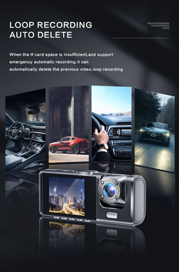 1080P Dual Dash Cam For Cars Front Inside IR Vision Loop Recording Wide Angle - stepyours.com