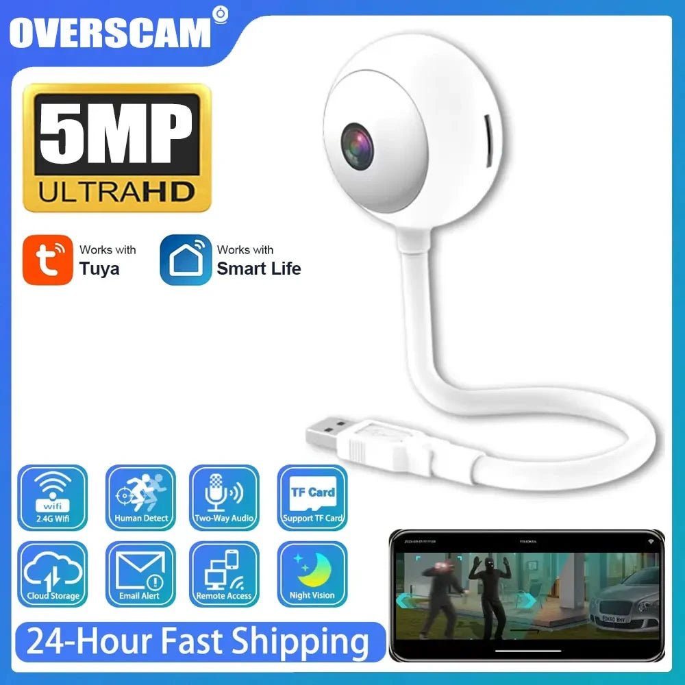 5MP Mini WiFi Indoor Camera 2K AI Auto Tracking Tuya for Baby Monitor - stepyours.com
