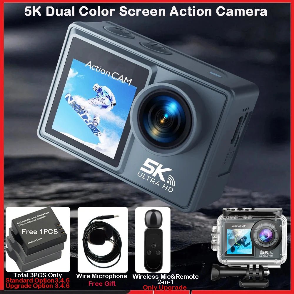 HUAFANT M4R Action Camera 5K 4K60FPS Waterproof 30m IPS Touch LCD 5X Zoom - stepyours.com