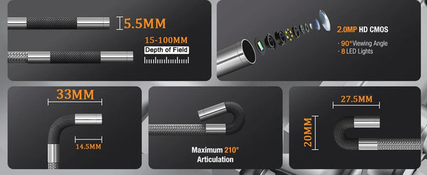 Teslong TD450S Borescope Four Point Five Inch Articulating Endoscope 1080P - stepyours.com