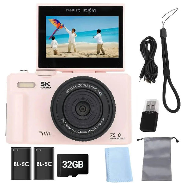 Amorus 75MP Digital Camera 5.7K Video 18x Zoom WiFi Vlog Camera - stepyours.com