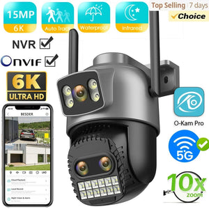 Outdoor Dual Screen IP Camera - 4K 15MP PTZ 10X Zoom AI Human Detection - stepyours.com