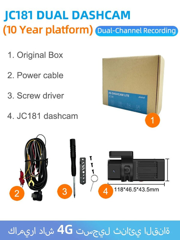 Jimi JC181 Mini 4G Dash Cam Dual Lens Live Stream GPS Tracking WiFi Hotspot - stepyours.com