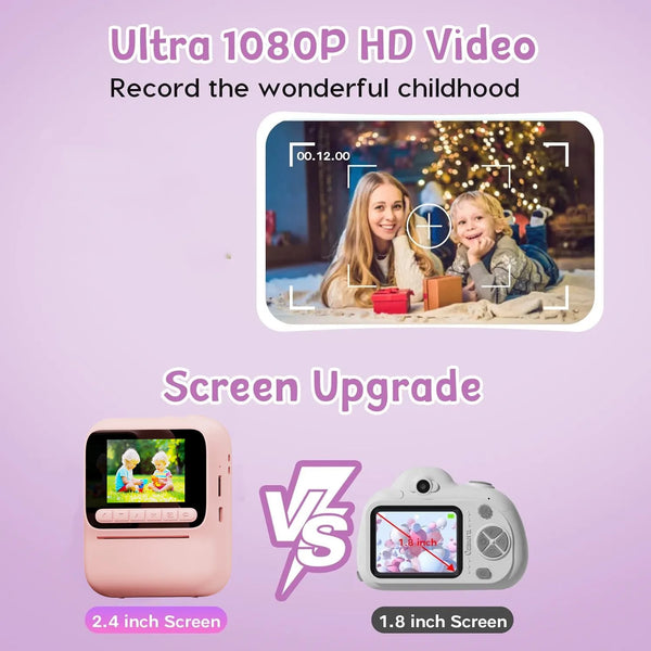 Kids Color Printing Instant Camera 32GB 1080P Digital Photo Video Gift - stepyours.com