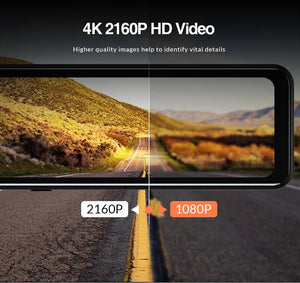 ACCEO 4K WIFI Dash Cam 12 Inch Rearview Mirror Car DVR Recorder - stepyours.com