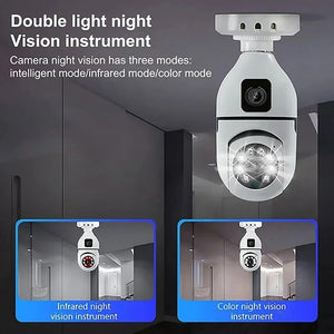 8MP E27 Bulb WiFi Camera - Color Night Vision With 8X Zoom And Dual Lens - stepyours.com