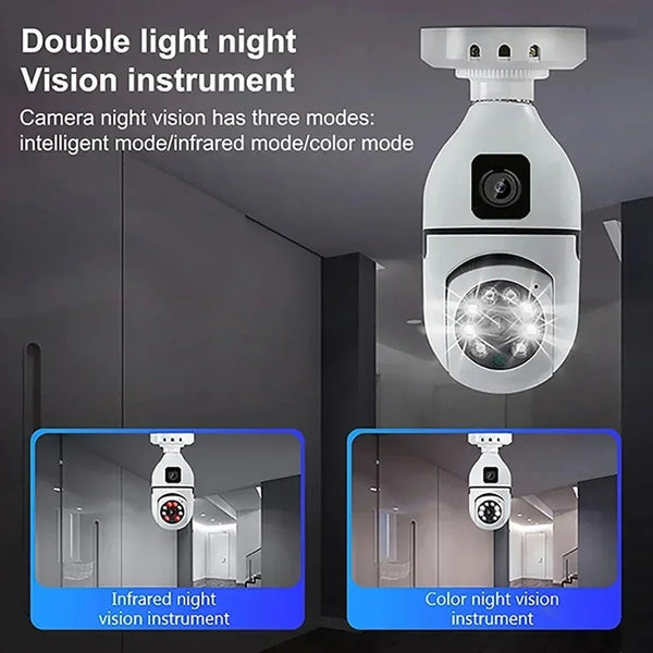 8MP E27 Bulb WiFi Camera - Color Night Vision With 8X Zoom And Dual Lens - stepyours.com