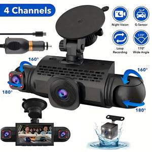 Car Dash Cam 4 Channel Front Left Right Rear FHD 1080P Night Vision Hardwire Kit - stepyours.com