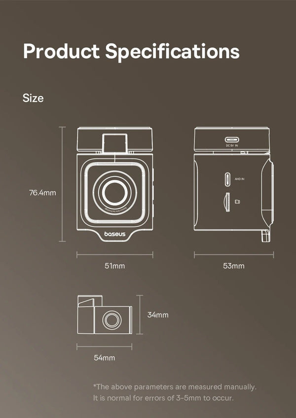 Baseus VD1 Pro 4K Dash Cam With Sony Sensor ADAS GPS WiFi6 STARVIS Night Vision - stepyours.com