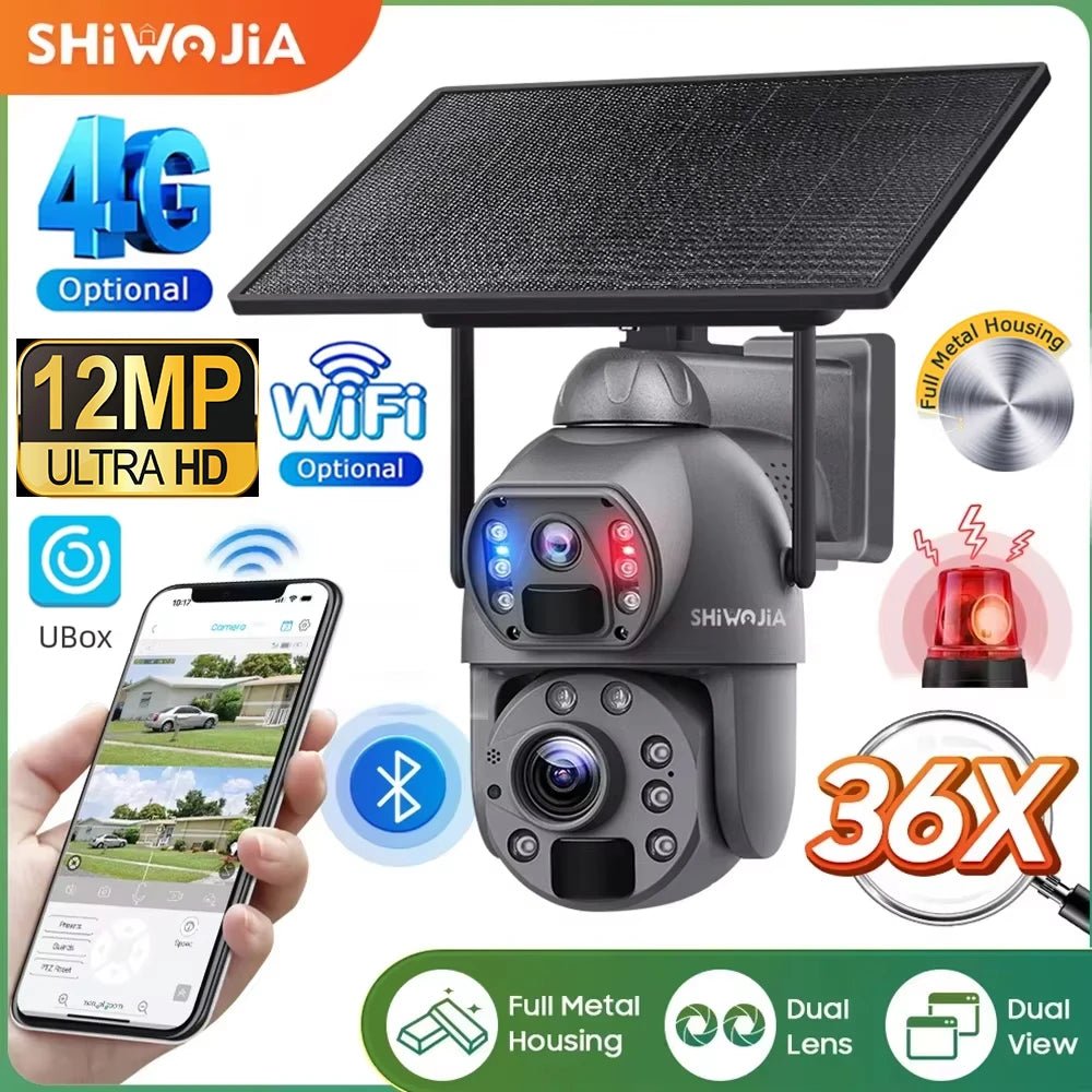 SHIWOJIA Solar 4G Security Camera With 360 Night Vision And 36X Zoom - stepyours.com