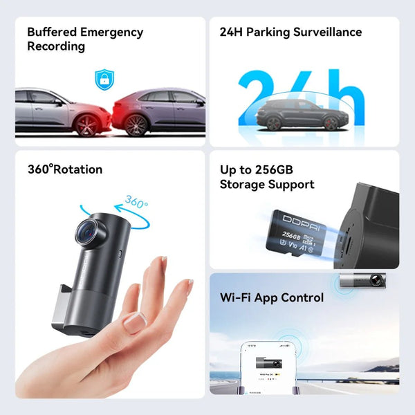 DDPAI MINI Pro 2K Dash Cam WiFi Night Vision DVR With Parking Monitor - stepyours.com