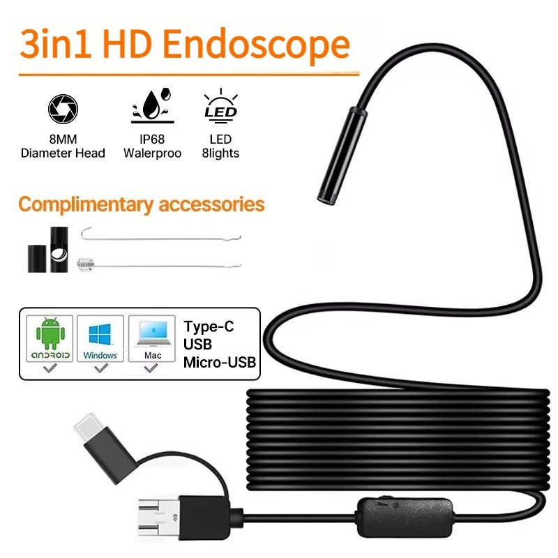 Wired Mini Endoscope Camera - 1080p Waterproof USB Type - C for Android and PC - stepyours.com