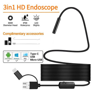 Wired Mini Endoscope Camera - 1080p Waterproof USB Type - C for Android and PC - stepyours.com