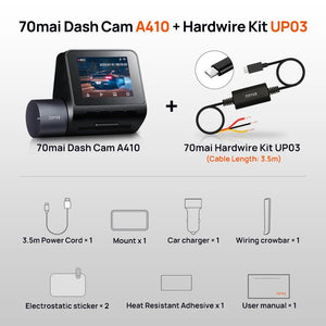 70mai Dash Cam A410 Front 1440P Rear 1080P Car DVR 256GB 24H Parking - stepyours.com