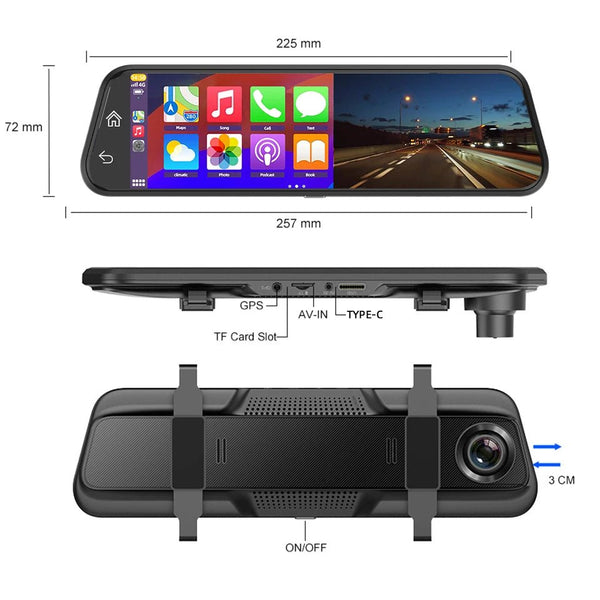 4K Car DVR Touch Screen Dash Cam CarPlay Android Auto Night Vision - stepyours.com