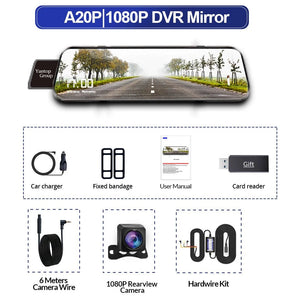 10 Inch Car DVR Touch Screen Dual 1080P Front And Rear Rearview Mirror Camera - stepyours.com