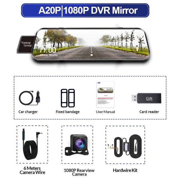 10 Inch Car DVR Touch Screen Dual 1080P Front And Rear Rearview Mirror Camera - stepyours.com