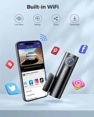 AZDOME 1296P WiFi Dash Cam Night Vision Loop Recording GSensor Parking Monitor - stepyours.com