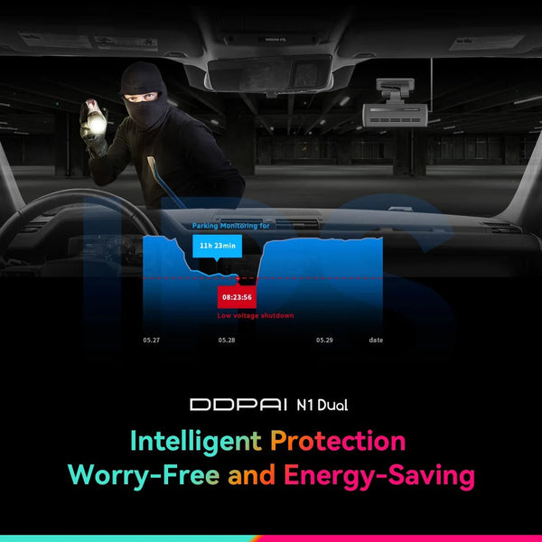 DDPAI Dash Cam N1 Dual Front And Rear Night Vision 1296P App Control - stepyours.com