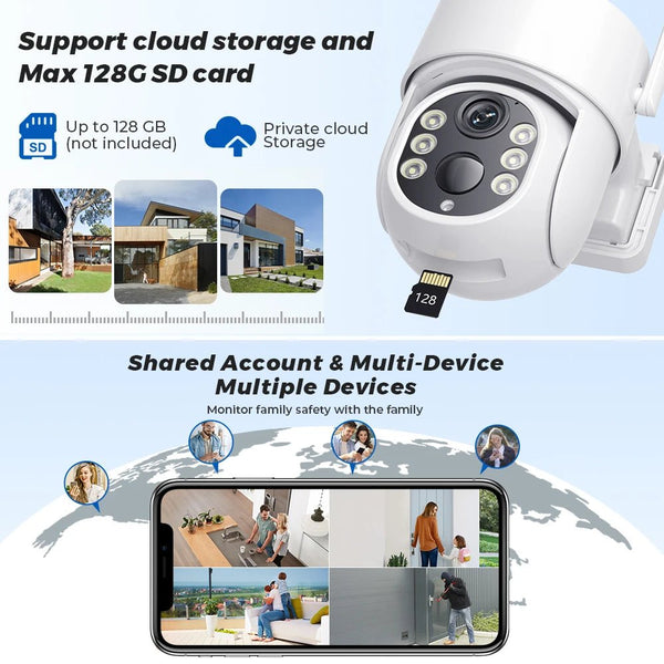 Abuntu 5MP Solar Outdoor Camera - Wireless WiFi with 7800mAh Battery Hooks - stepyours.com